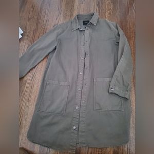 Army green cotton shirt jacket, size medium